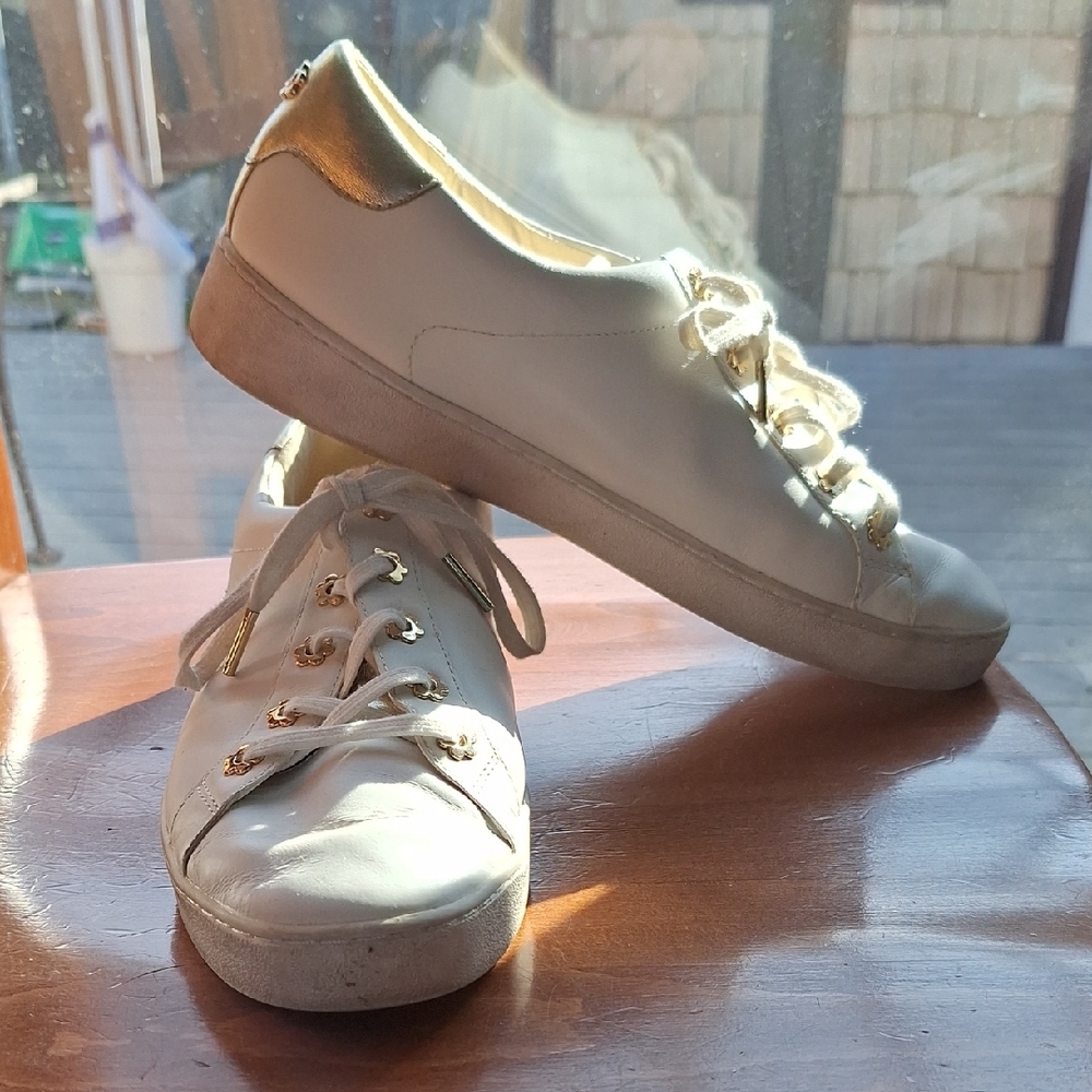 Michael Kors Gold and White Sneakers